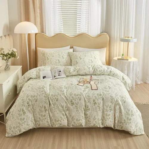 Vista 30 de mixinni Juego de funda de edredón de algodón floral para niñas y adolescentes, con lazos de cremallera, fácil cuidado, ultra suave y transpirable 00