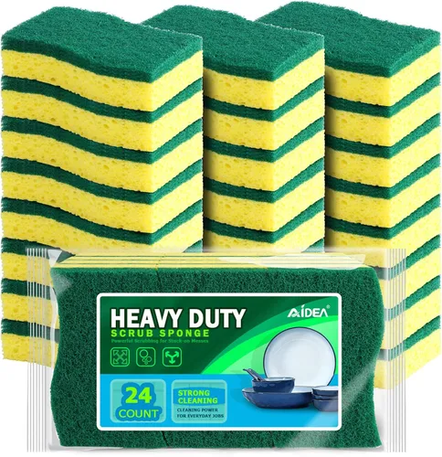 Vista 24 de AIDEA Esponjas de cocina, esponja exfoliante antiarañazos, 6 unidades, esponjas para utensilios de cocina antiadherentes, esponja de limpieza