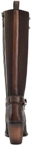 Vista 5 de Cuadra Botas altas para mujer en piel auténtica marrón 4V03RS
