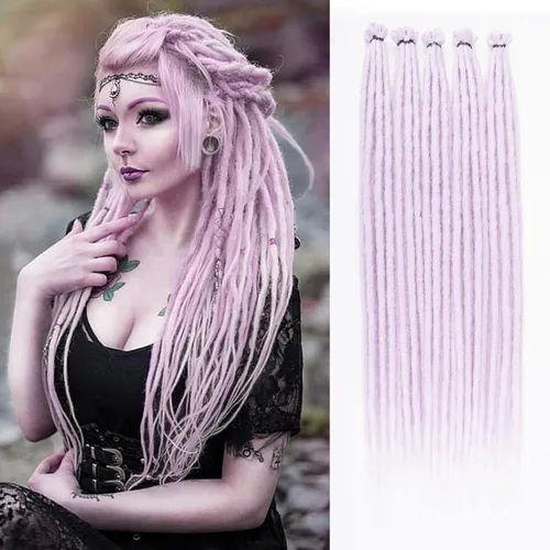 Vista 17 de Leeven Extensiones de Rastas Sintéticas de Doble Punta de 24 Pulgadas 30 Hebras Rastas Boho 613 Rubio 3 Estilos Mixtas Onduladas Rizadas DE Rastas