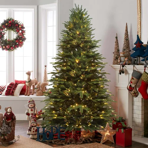Árbol de Navidad artificial preiluminado de 7.5 pies con luces