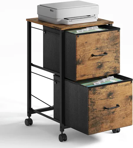 Vista 10 de DEVAISE Archivador móvil de 2 cajones, soporte de impresora rodante Negro