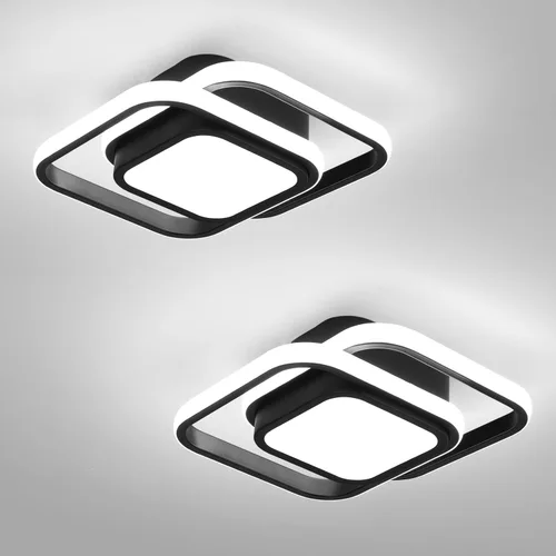 Vista 11 de CANEOE Lámpara de Techo Cuadrada para Pasillo, 6000K Blanco Frío Luz de Techo Moderna de Montaje al Ras, Accesorios de Iluminación LED Cromados