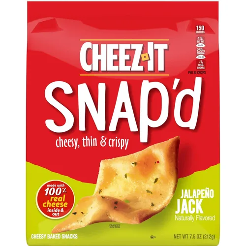 Vista 7 de Cheez-It Snapd - Chips de galletas de queso patatas fritas finas aperitivos de almuerzo gato jalapeño bolsa de 75 onzas 1 bolsa
