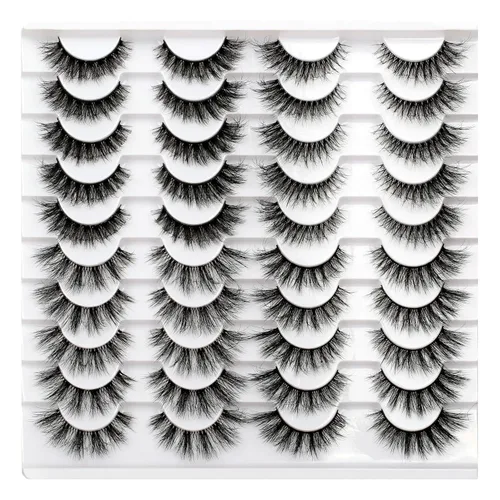 Vista 58 de Medias pestañas postizas con banda transparente, finas, estilo ojo de gato, naturales, cortas, pequeñas, acento 3/4, de visón sintético, tiras