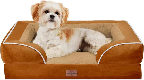 Vista 512 de Comfort Expression Cama ortopédica para perros extra grandes de 45 x 35 pulgadas, cama para mascotas XL de espuma tipo caja de huevos impermeable
