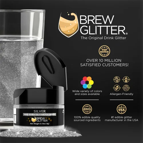 Vista 114 de Brew Glitter - Purpurina comestible rosa claro para bebidas, cócteles, cerveza y bebidas 1 frasco de 4g