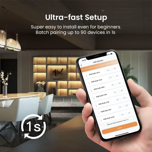 Vista 3 de BroadLink Kit de inicio inteligente para el hogar: incluye 3 bombillas, 1 interruptor de escena y 1 concentrador, utiliza tecnología FastCon