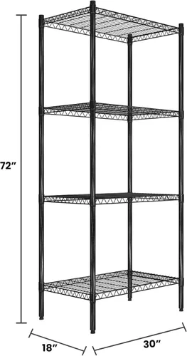 Vista 2 de Quantum Storage Systems RWR72-1830LDBK Estantería de Alambre Ajustable Negra con Epoxy 4 Estantes 72" H x 30" W x 18" D