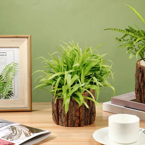 Vista 7 de YARNOW 3 macetas de madera para corteza, maceta rústica, florero, soporte para arreglos florales para decoración del hogar en interiores