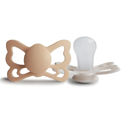Vista 12 de FRIGG Butterfly Anatomical SilkySoft - Chupete de silicona para bebé, fabricado en Dinamarca, sin BPA (durazno/prímula, 6-18 meses)