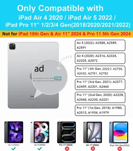 Vista 2 de SUPLIK Funda infantil para iPad Air de 5ª/4ª generación (10.9 pulgadas, 2022/2020), construida con protector de pantalla, iPad Air 5, funda a prueba