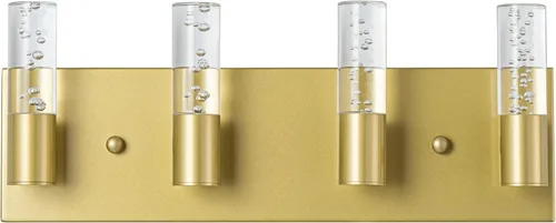 Vista 2 de Lámparas de tocador de baño sobre espejo con acabado dorado cepillado, 4 luces de tocador, apliques de pared para baño