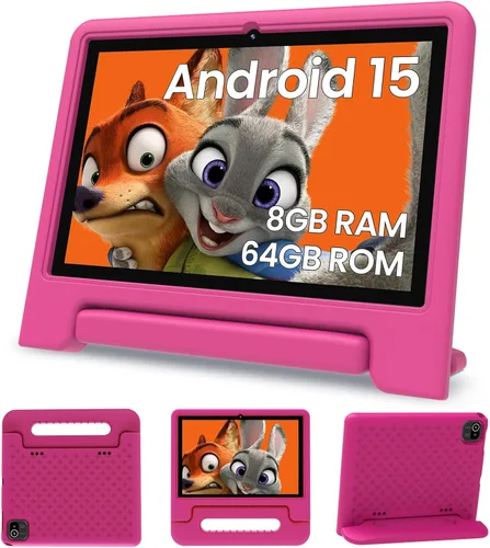 Vista 9 de 2025 Tablet Android 15 para niños, pantalla HD de 10 pulgadas, procesador Octa-Core, 8 GB RAM, 64 GB ROM (expandible a 1 TB), con espacio