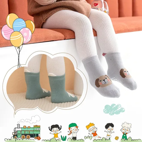 Vista 3 de Fanairy Calcetines unisex de algodón antideslizantes para bebé, niño y niña, con agarres, paquete de 6