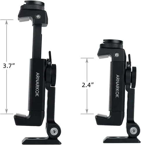 Vista 5 de Metal Phone Tripod Mount w Rotatable Cold Shoe for Micphone Easy Use,Compatible with iPhone Tripod Adapter, Cell Phone Mount Holder,Hot Video