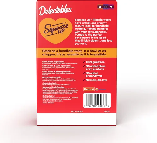Vista 7 de Delectables Squeeze Up - Paquete variado de golosinas para gatos para lamer sin mariscos, 20 unidades (paquete de 1)
