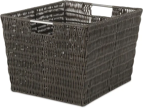 Vista 6 de Whitmor 6500-2712-BLK Rattique Canasta Negra Pequeña para Estante