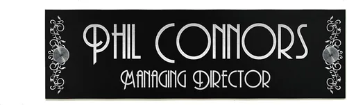 Modern Office Door Sign with Black Aluminum (ACP) and Silver Fiber Laser Engraved Designs/Fonts- Home Address - Door Plate - Ornament Name