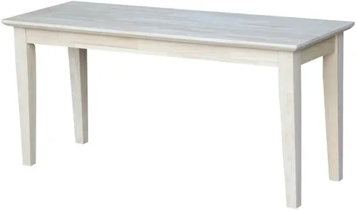 Vista 11 de International Concepts - Banco estilo coctelera, 39 pulgadas de ancho, madera de parawood maciza, sin terminar