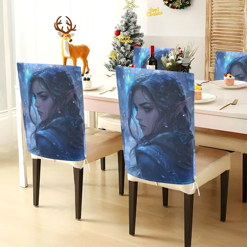 Vista 4 de Juego de 6 fundas decorativas para silla de hotel, diseño de anime, color azul, para sala de juegos, para sillas