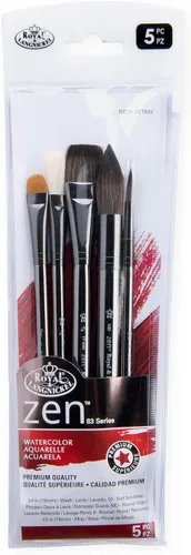 Vista 2 de Royal & Langnickel Zen - Juego de pinceles de acuarela de mango corto, 5