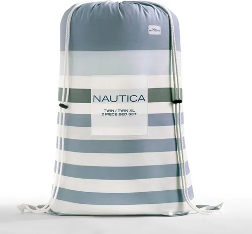 Vista 7 de Nautica - Juego de edredón individual, ropa de cama reversible de algodón con funda a juego, decoración del hogar para todas las estaciones