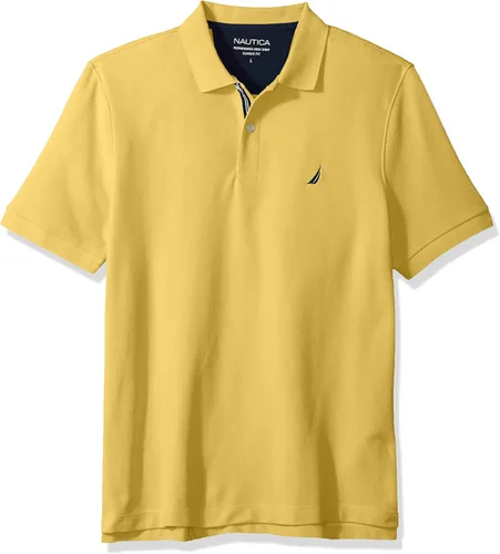 Vista 66 de Nautica playera polo clásica de mangas cortas, color sólido, para hombre Azul (Angel Blue)