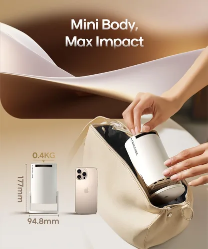 Vista 3 de Magcubic - Miniproyector HY300PRO 2026 con WiFi y Bluetooth, proyector portátil 4K, con corrección trapezoidal automática y rotación de 180 grados