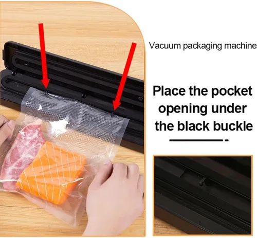 Vista 8 de Máquina selladora al vacío de alimentos con 10 bolsas de vacío texturizadas de 6.7x9.8 in