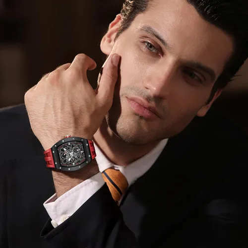 Vista 5 de Automatic Watch for Men Mechanical Skeleton Watch, 50M Waterproof Power Reserve Mens Watches Unique Gifts for Men