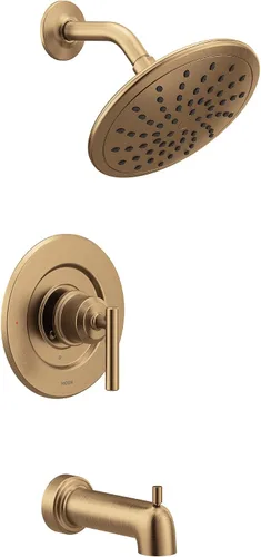 Moen Gibson T3003EPBZG - Moderna moldura para bañera y ducha Posi-Temp de oro bronce con válvula de ducha de lluvia de 8 pulgadas requerida,