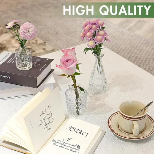 Vista 8 de Aheroi Juego de 32 Piezas de Jarrones Pequeños, Jarrones Transparentes para Centros de Mesa, Lindos Jarrones de Cristal Pequeños para Flores, Mini