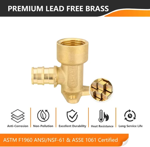 Vista 3 de HeSun Paquete de 10 accesorios Pex A, codo de oreja de expansión de 1/2 pulgada, rosca NPT hembra de 1/2 pulgada x expansión Pex A de 1/2 pulgada