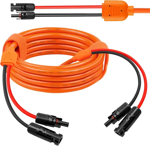 Vista 14 de Cable de extensión solar de calibre 14 de 30 pies, cable de panel solar de 10 AWG con conectores hembra y macho, cables solares principales rojos