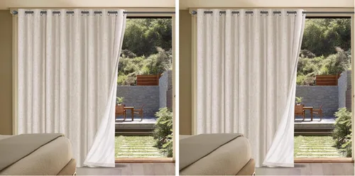 Vista 114 de H.VERSAILTEX - Cortinas opacas duraderas con textura gruesa, de 100 % de lino, cortina para puerta de patio, con ojales antioxidantes, panel