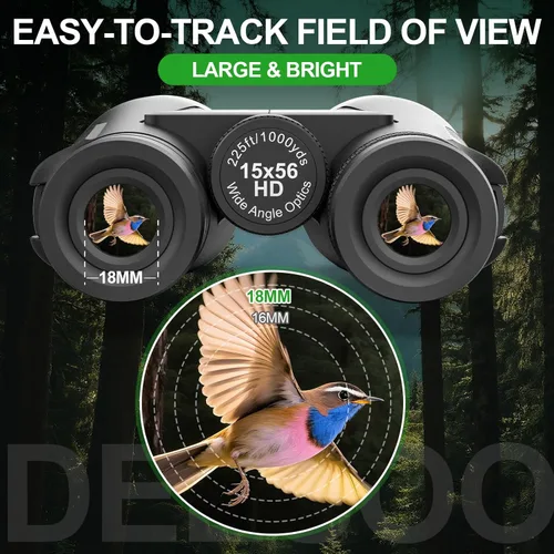 Vista 3 de Binoculares de 15 x 56 para adultos de alta potencia, prismáticos deesoo de fácil enfoque con visión clara de poca luz, prisma BAK4 binocular