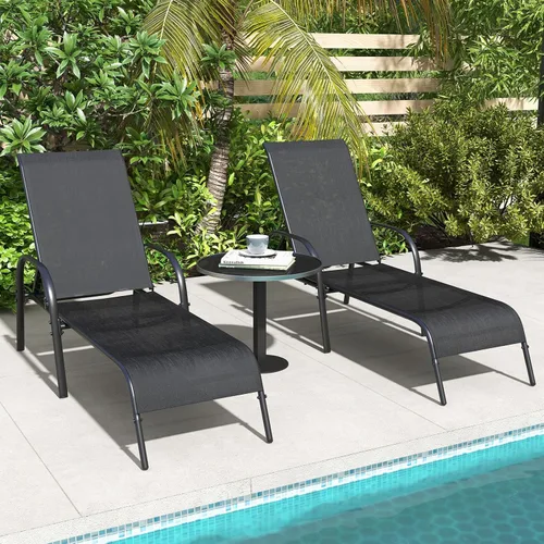 Vista 5 de Giantex Silla de Salón para Patio, Tumbona para Exteriores con Respaldo de 5 Posiciones Ajustables, Marco de Acero Resistente, Sillón Reclinable