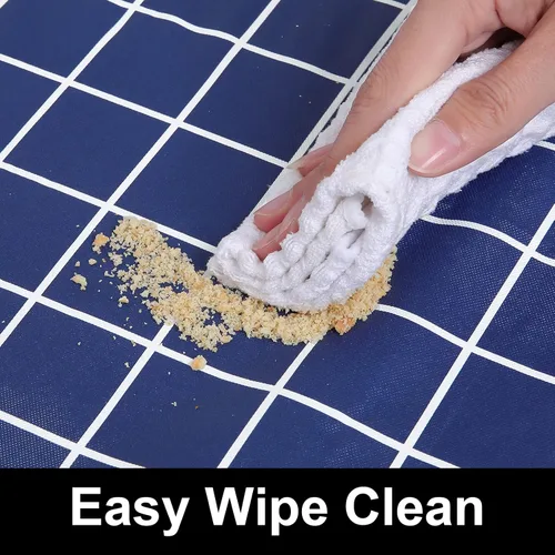 Vista 295 de Mantel rectangular, manteles de plástico elásticos ajustables con parte trasera de franela para mesas de 4 pies, manteles de vinilo impermeables