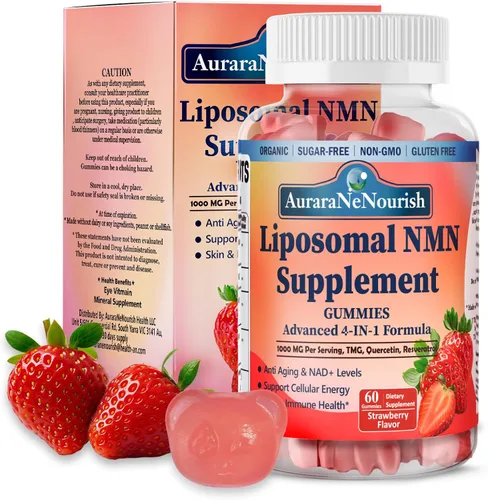 NMN Supplement 1000mg Pure, Liposomal NMN Resveratrol Supplement Gummies w. Quercetin & TMG, Nicotinamide Mononucleotide NAD+ Precursor, Supports