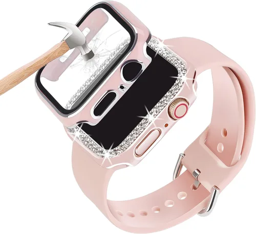 Vista 8 de Compatible para Correa de Apple Watch con Estuche 38mm 40mm 41mm 42mm 44mm 45mm 46mm, Correa de Silicona Suave Impermeable + Estuche Protector