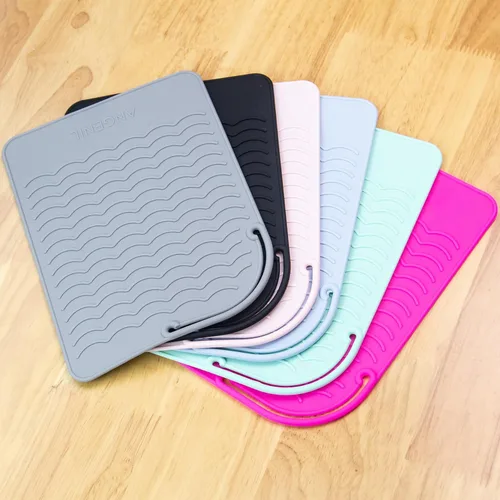 Vista 9 de ANGENIL Alfombrilla térmica de silicona para herramientas para el cabello - Alfombrilla para plancha y rizador resistente al calor para mostrador