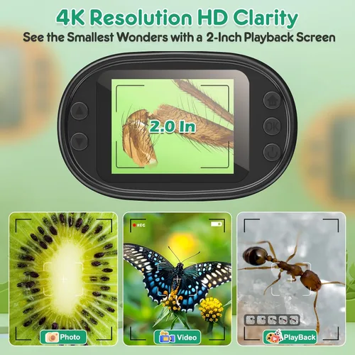 Vista 3 de Regalo de ciencia de microscopio digital para niños: kit completo de Verde