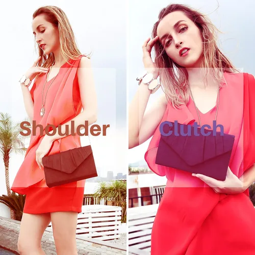 Vista 2 de Milisente Bolso de noche para mujer de gamuza plisada bolso de mano