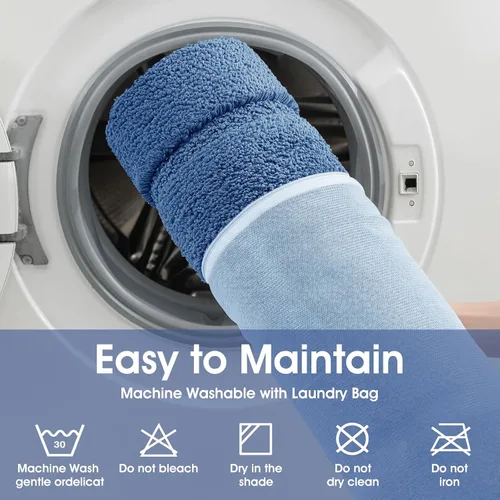 Vista 9 de Tapetes de baño, felpa ultra suave, de microfibra esponjosa, absorbente, parte trasera antideslizante, lavable a máquina, tapetes para suelo de Azul