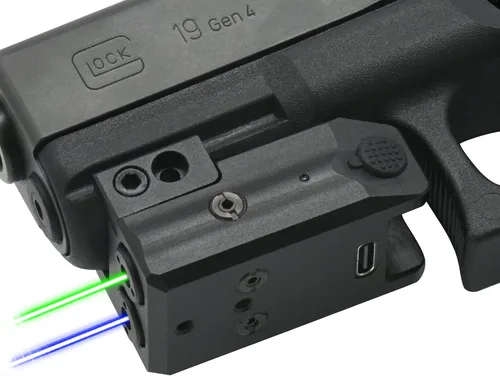 HiLight Tactical Performance Series Dual Laser Blue, Green, Purple, Red - Rechargeable - Hard Anodized Aluminum - Handheld/Rail Mount Light & Dual