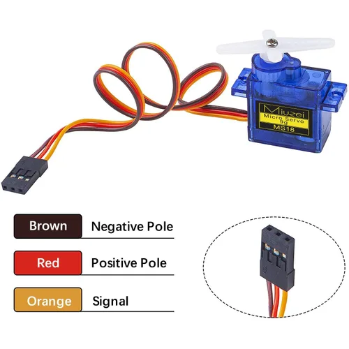 Vista 4 de Sg90 - Micro servomotor de 0.32 oz, Miuzei Mini servos pequeño kit de engranaje de metal para Arduino RC Car Airplane Robot (3)