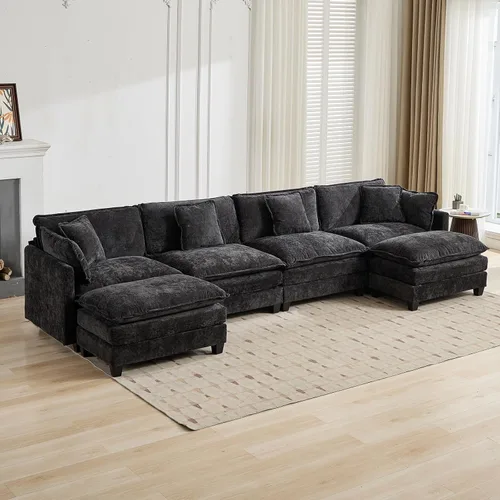 Vista 56 de Sofá modular de felpilla de 2 plazas para sala de estar, sofá modular de chenilla, sofá biplaza modular de 2 plazas para apartamento, juego de sofás