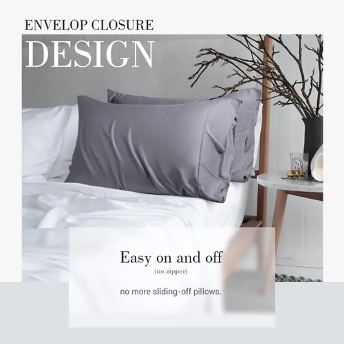 Vista 56 de WishSmile Juego de 2 fundas de almohada estándar refrescantes, transpirables, frescas, sedosas, suaves, de rayón derivado de tela de bambú