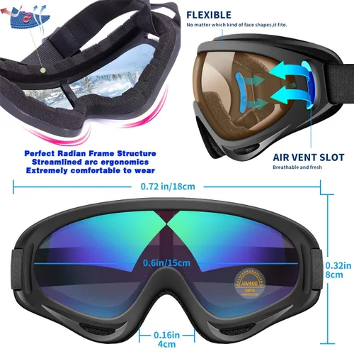 Vista 6 de Lentes antirreflejos, gafas de esquí, deportes de invierno, snowboard, con protección UV 400